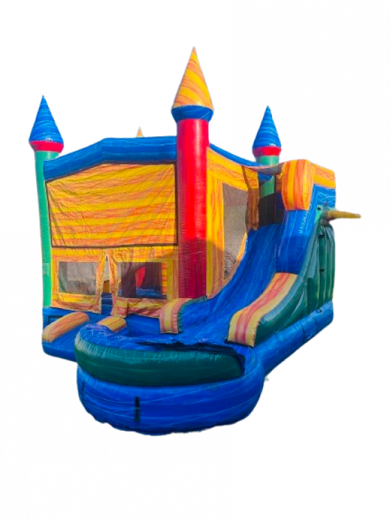 Colorful Castle Bounce House & Water Slide Combo